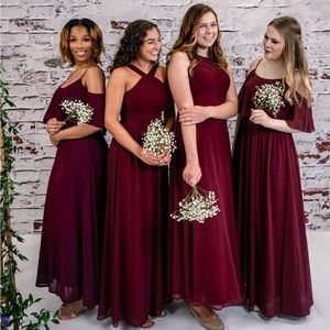 Show Me Your MuMu Merlot Caitlin Ruffle Formal Dress